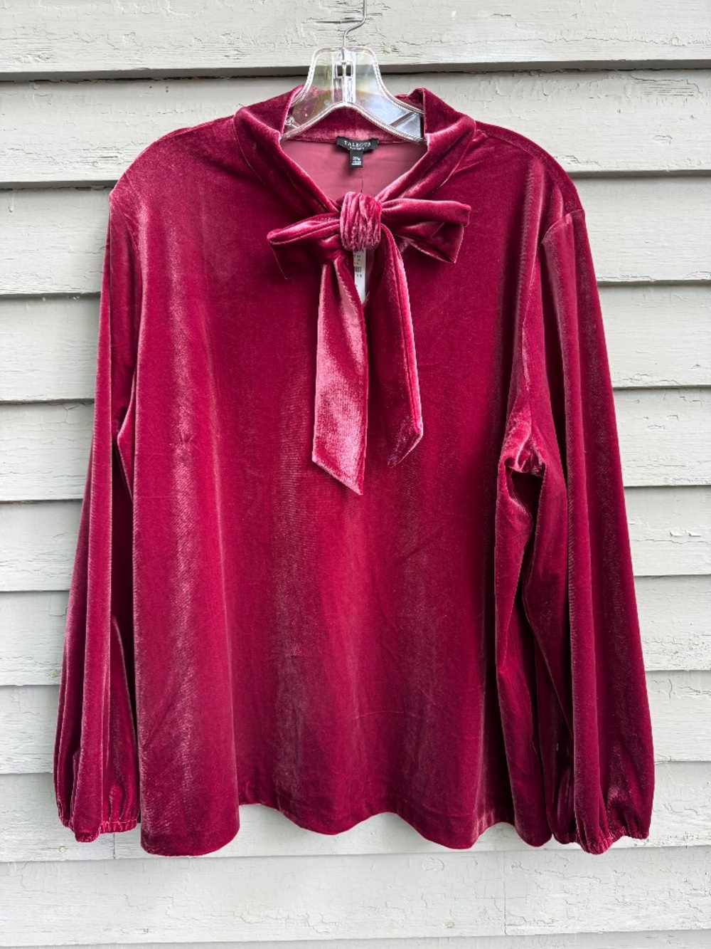 GORGEOUS Talbots Plush Velvet Top Neck Bow Cranberry NWT 2XL PETITE